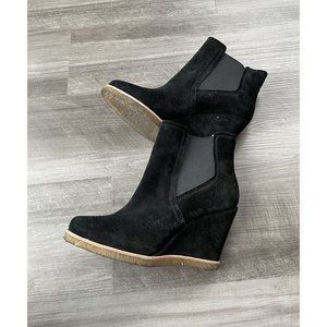 Splendid Black Suede Wedge Booties Size 7.5 Boots Pull On